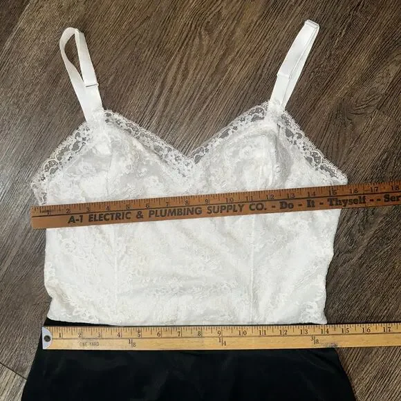 Vtg VAN ROALTE Full Slip Black Cream Lace Nylon 36 - Picture 5 of 7